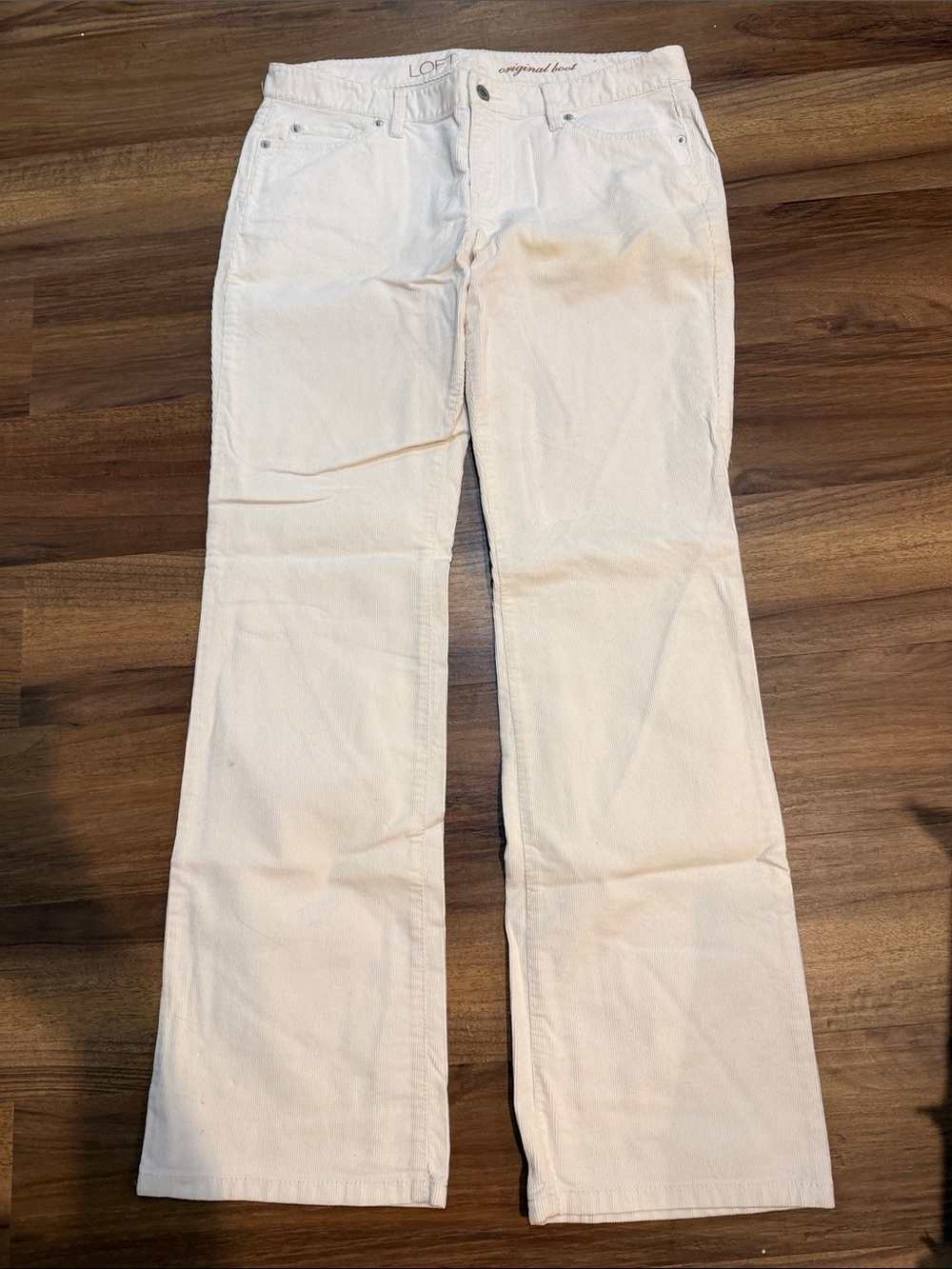LOFT Cream Wide-Leg Corduroy Jeans